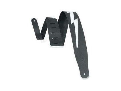 Levys Chrome Tanned Lightning Bolt Guitar Strap Black M26LB BLK