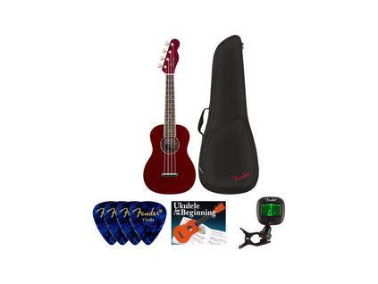 Fender Zuma Classic Concert Uke Walnut FB Candy Apple Red SET Concert Ukulele Candy Apple Red