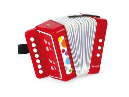 Janod Confetti Accordion Red Button accordion