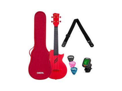 Cascha Carbon Fiber Concert Ukulele Red
