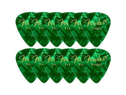 Fender 351 Shape Premium Picks Green Moto Thin 12 Pack